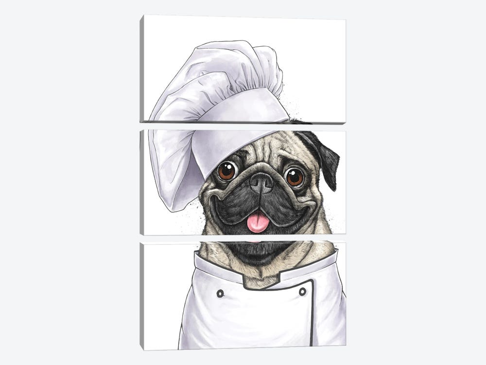 Pug Chef by Nikita Korenkov 3-piece Canvas Artwork