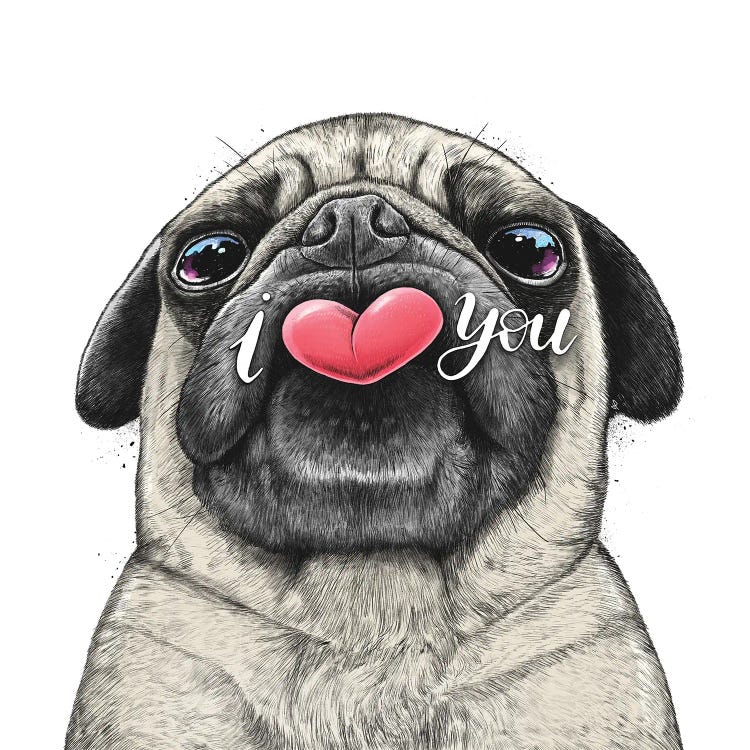 Pug Loves You by Nikita Korenkov wall art
