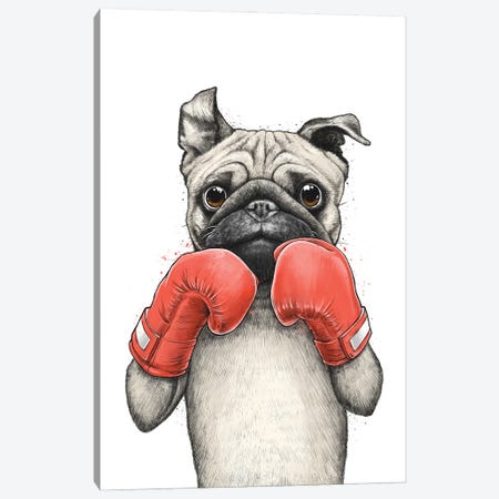 Pug Boxer Canvas Print #NKV106} by Nikita Korenkov Art Print