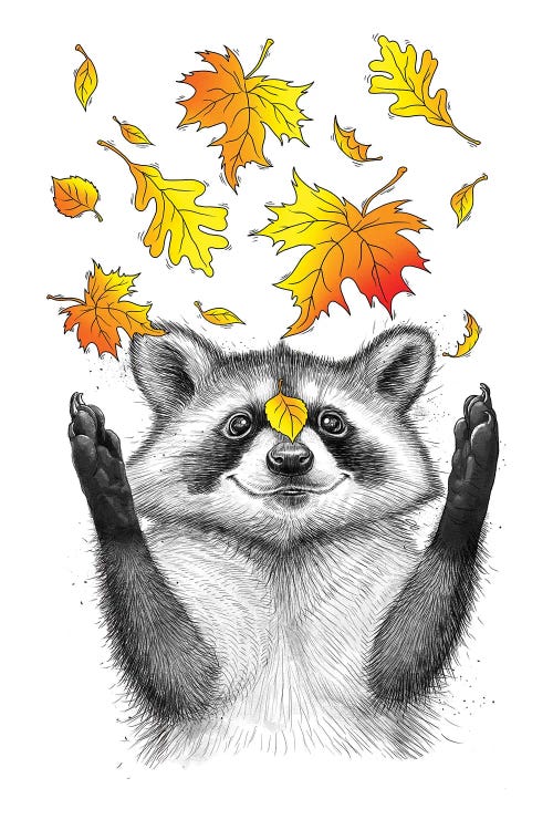 Autumn Raccoon by Nikita Korenkov wall art