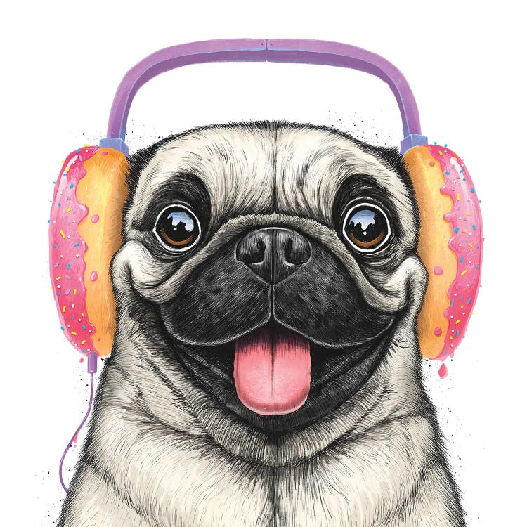 Pug With Headphones