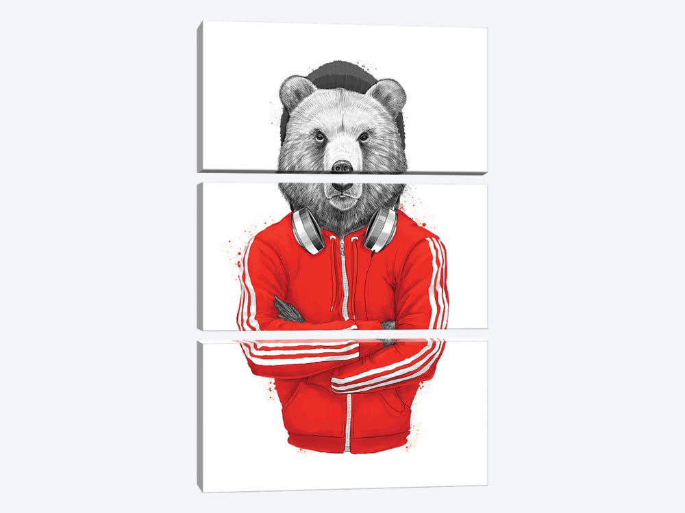 Bear Coach by Nikita Korenkov 3-piece Canvas Art Print