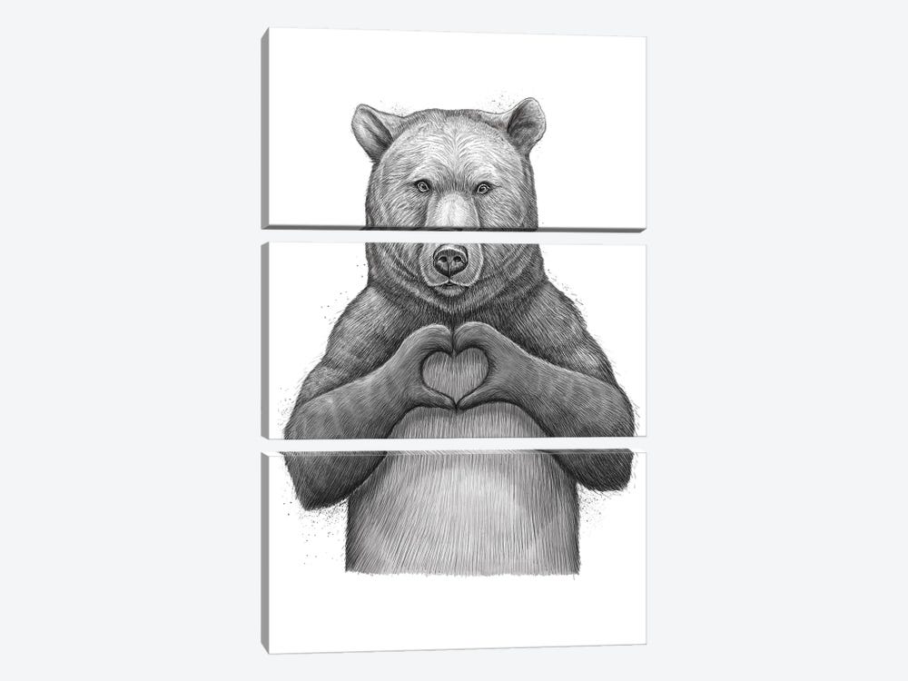 Bear With Love by Nikita Korenkov 3-piece Canvas Art