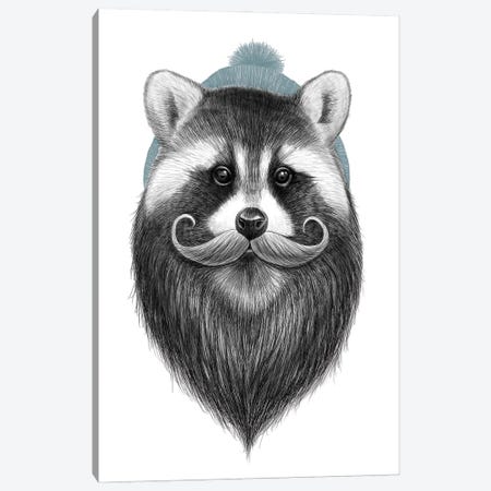 Bearded Raccoon Canvas Print #NKV18} by Nikita Korenkov Canvas Artwork