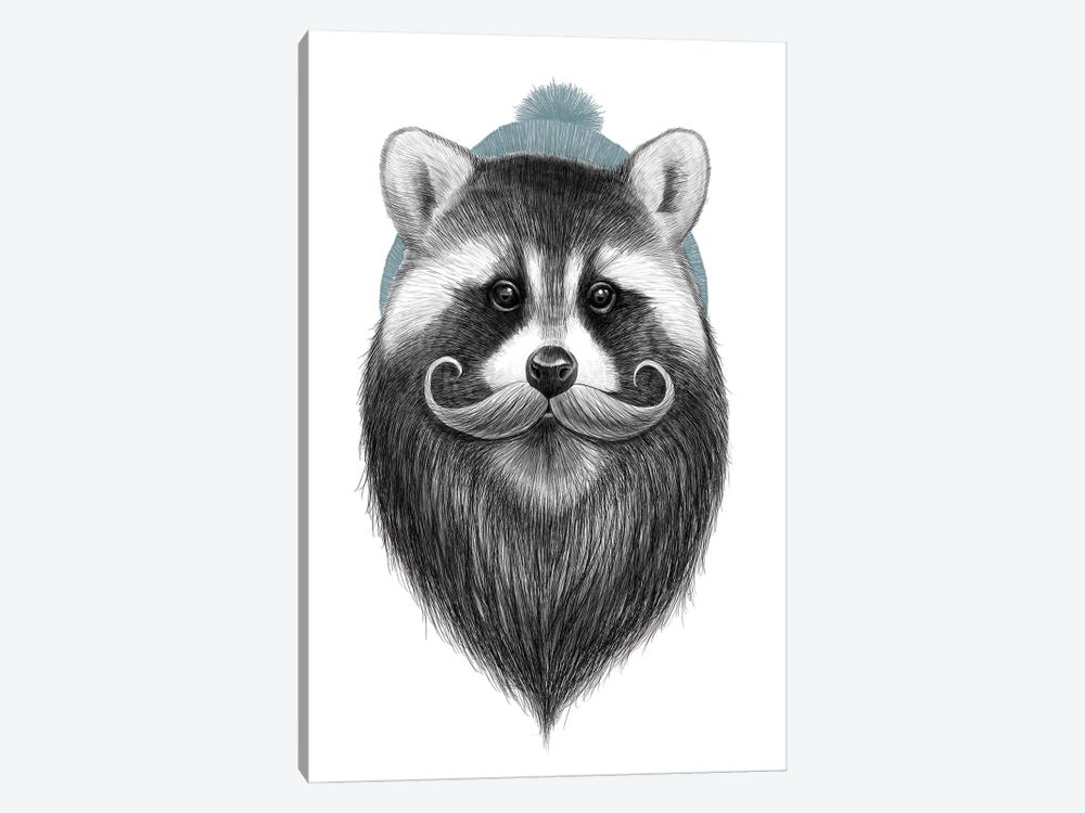 Bearded Raccoon by Nikita Korenkov 1-piece Canvas Wall Art