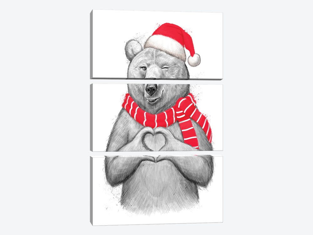Christmas Bear I by Nikita Korenkov 3-piece Canvas Art Print