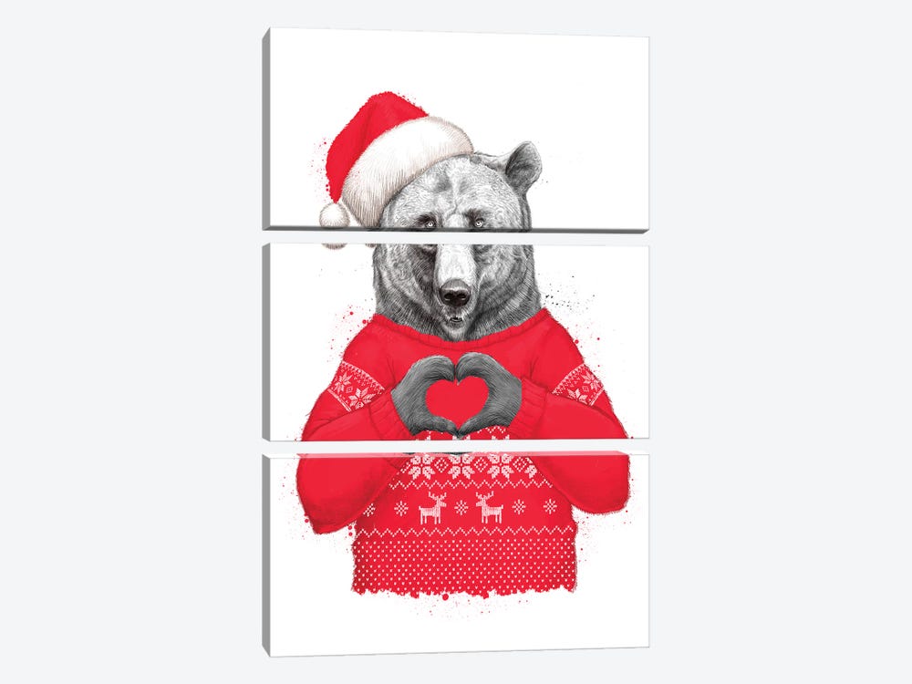 Christmas Bear II by Nikita Korenkov 3-piece Canvas Artwork