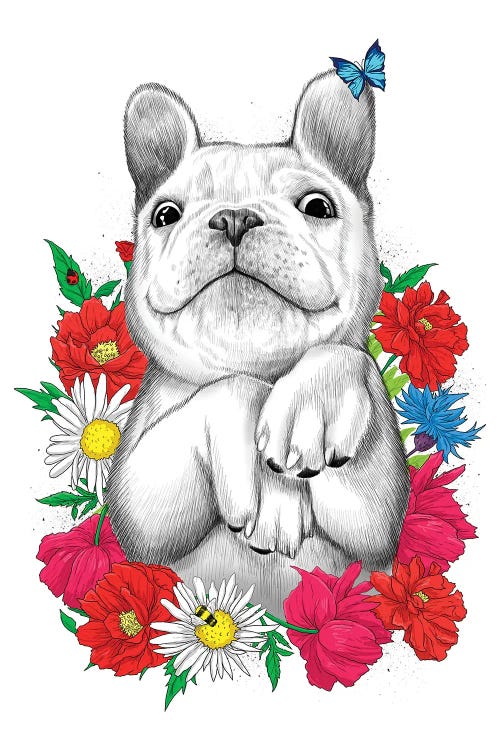 Dog In Flowers