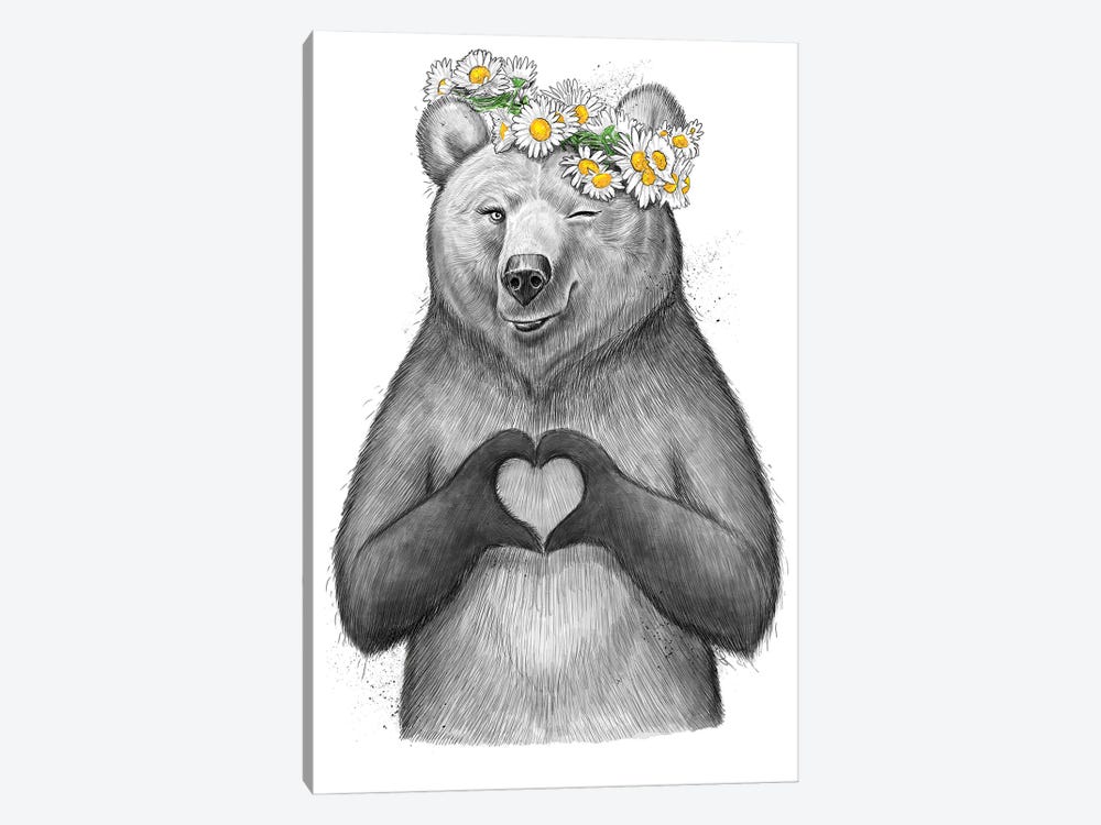Girl Bear With Heart by Nikita Korenkov 1-piece Art Print