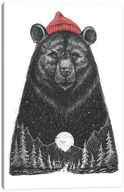 Forest Bear Canvas Art Print - Nikita Korenkov