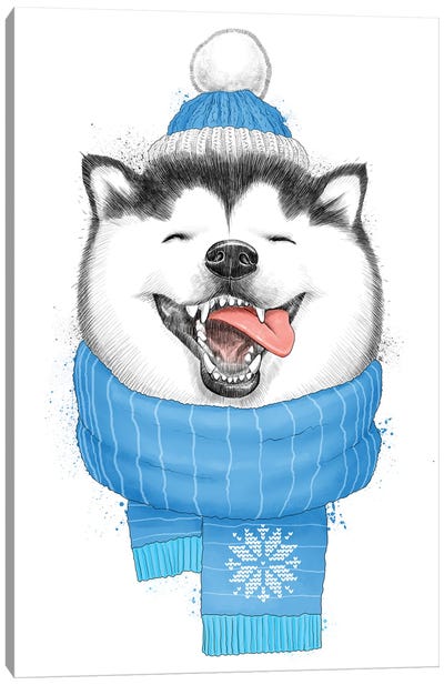 Happy Husky Canvas Art Print - Nikita Korenkov