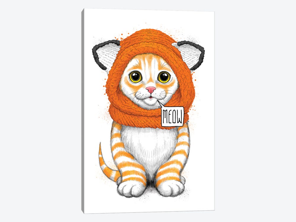 Kitten In A Fox Hat by Nikita Korenkov 1-piece Canvas Art Print
