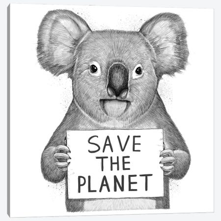 Koala Save The Planet Canvas Print #NKV41} by Nikita Korenkov Canvas Print