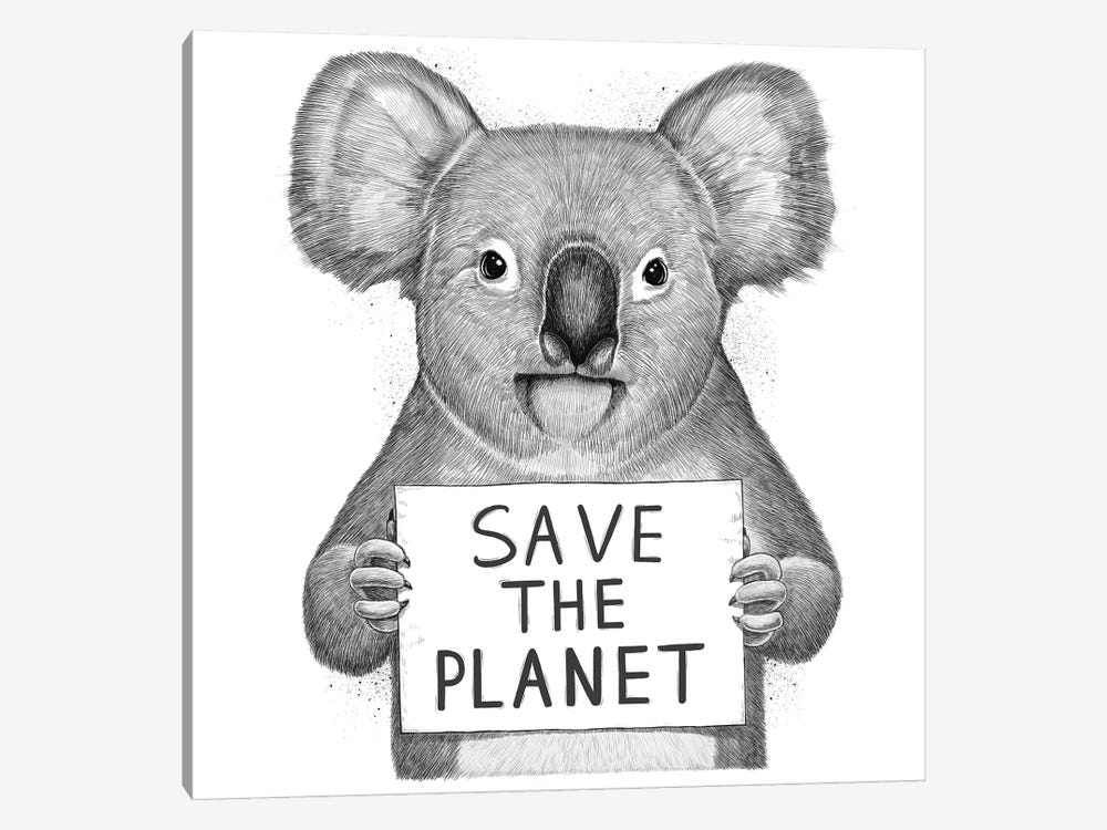 Koala Save The Planet by Nikita Korenkov 1-piece Canvas Artwork