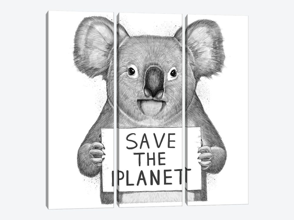 Koala Save The Planet by Nikita Korenkov 3-piece Canvas Artwork