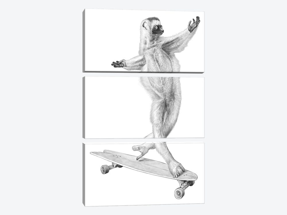 Lemur On The Board by Nikita Korenkov 3-piece Art Print