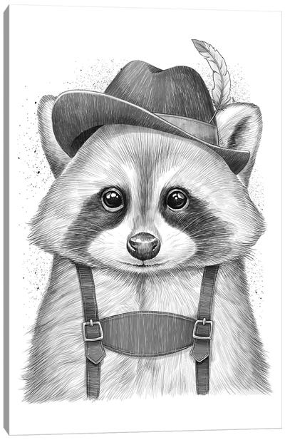 German Raccoon Canvas Art Print - Nikita Korenkov