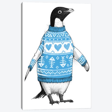 Penguin In A Sweater Canvas Print #NKV54} by Nikita Korenkov Art Print