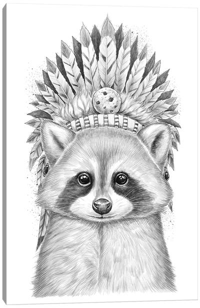 Raccoon Apache Canvas Art Print - Nikita Korenkov