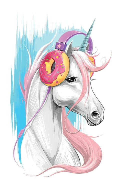 Unicorn In The Headphones Of Donuts