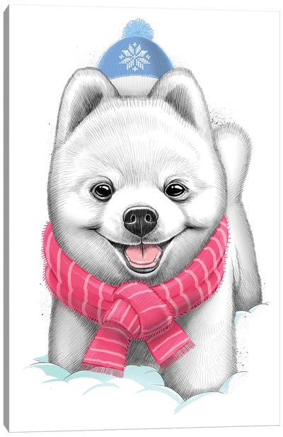 Snow Puppy Canvas Art Print - Nikita Korenkov