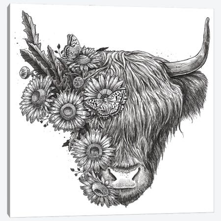 Floral Bull Canvas Print #NKV77} by Nikita Korenkov Art Print