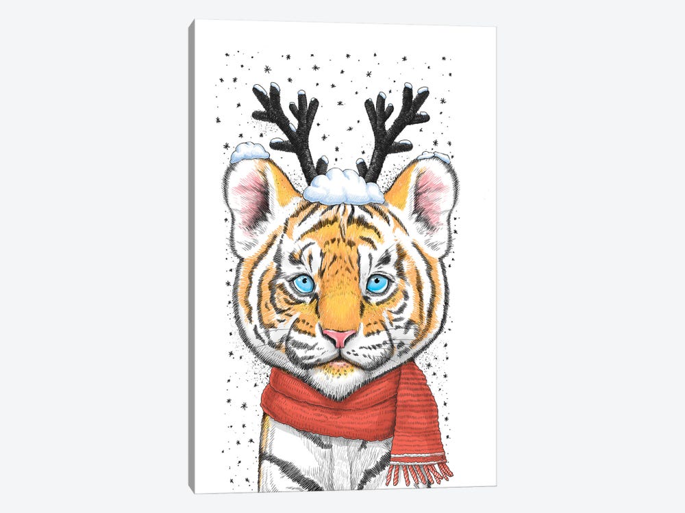 Christmas tiger by Nikita Korenkov 1-piece Canvas Art Print