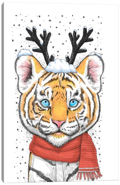 Christmas tiger Canvas Art Print - Nikita Korenkov