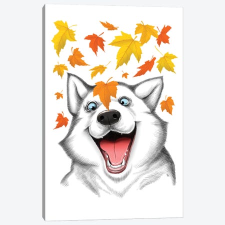 Autumn Husky Canvas Print #NKV7} by Nikita Korenkov Canvas Print