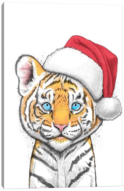 Tiger In A Hat Canvas Art Print - Nikita Korenkov