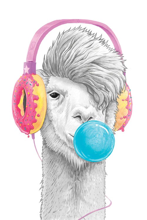 Llama In The Headphones by Nikita Korenkov wall art
