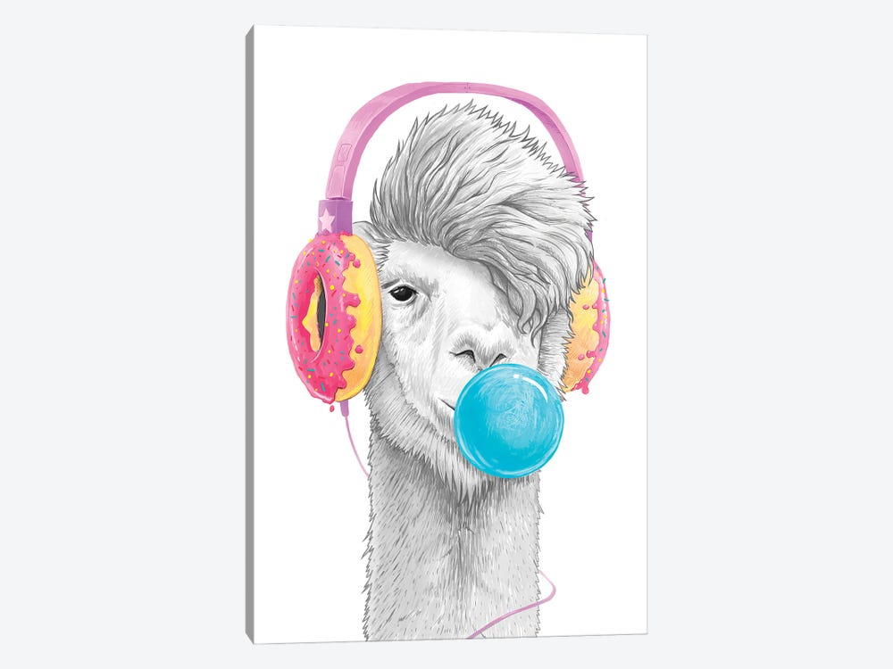 Llama In The Headphones by Nikita Korenkov 1-piece Canvas Artwork