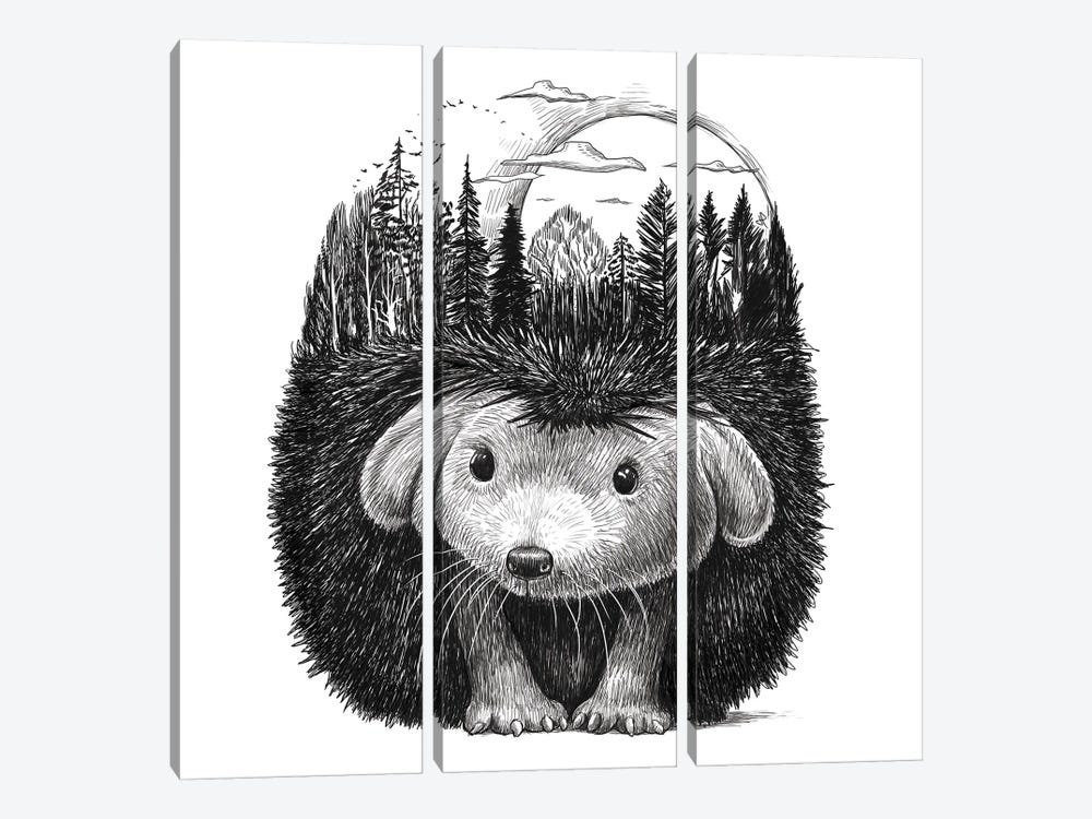 Forest In The Hedgehog by Nikita Korenkov 3-piece Canvas Print