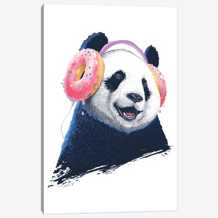Panda In Headphones Canvas Print #NKV85} by Nikita Korenkov Canvas Art