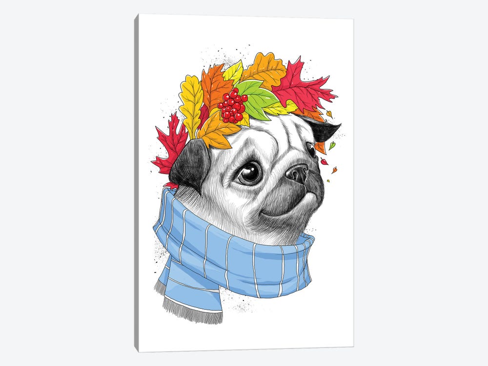 Autumn Pug by Nikita Korenkov 1-piece Art Print