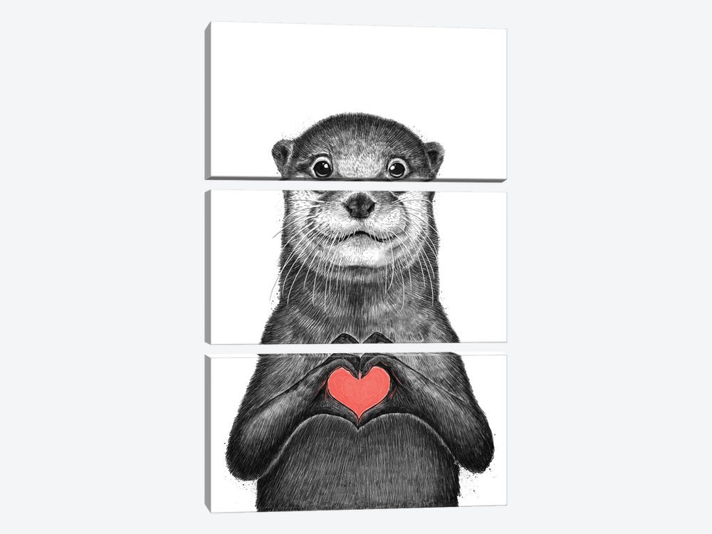 Sea Otter With Love by Nikita Korenkov 3-piece Art Print