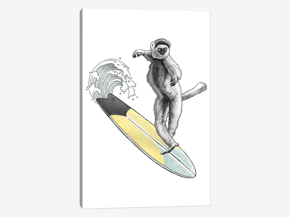 Sifaka Surfer by Nikita Korenkov 1-piece Canvas Wall Art