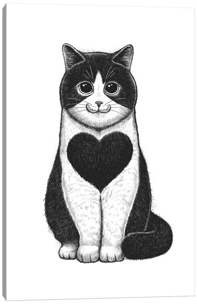 Cat With Heart Canvas Art Print - Nikita Korenkov