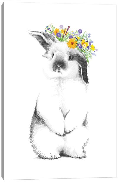 Rabbit With Wreath Canvas Art Print - Nikita Korenkov