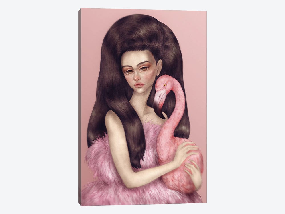 Flamingo Girl by Skinny Nicky 1-piece Canvas Art Print