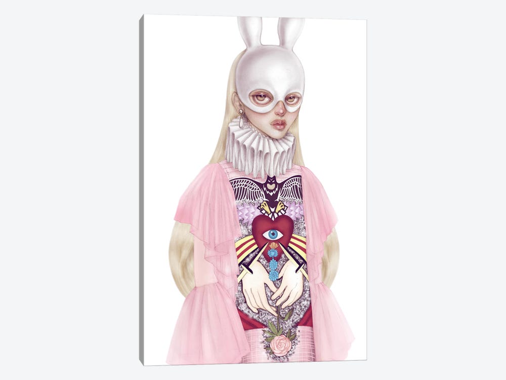 Lady White Hare I by Skinny Nicky 1-piece Canvas Wall Art