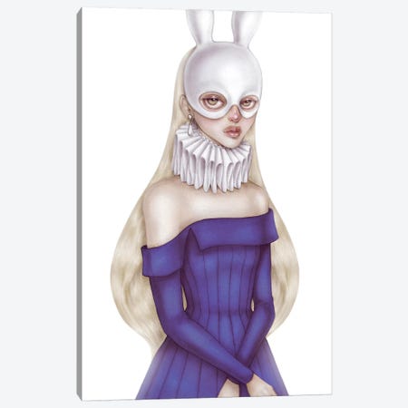 Lady White Hare II Canvas Print #NKY22} by Skinny Nicky Canvas Artwork