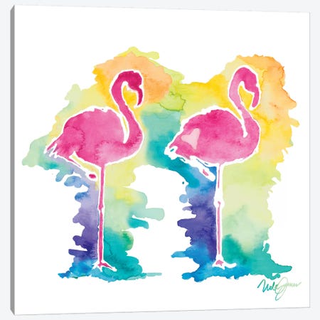 Sunset Flamingo Square I Canvas Print #NLA35} by Nola James Canvas Art Print