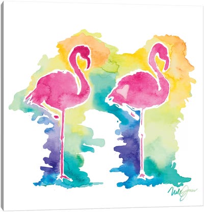 Sunset Flamingo Square I Canvas Art Print