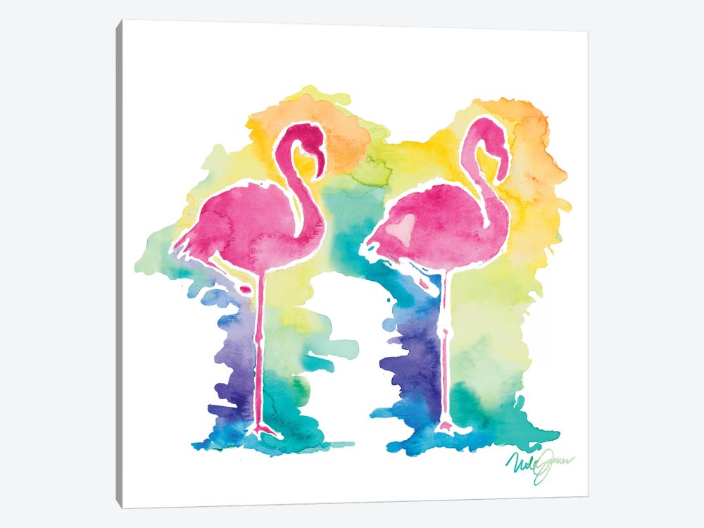 Sunset Flamingo Square I by Nola James 1-piece Canvas Print