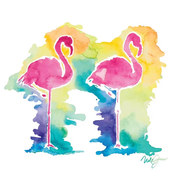 Nola James: Sunset Flamingo Square I by Nola James