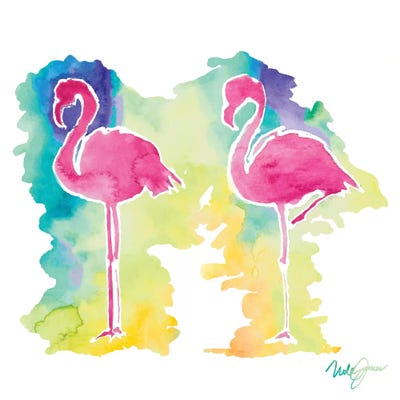 Sunset Flamingo Square II by Nola James multi panel art