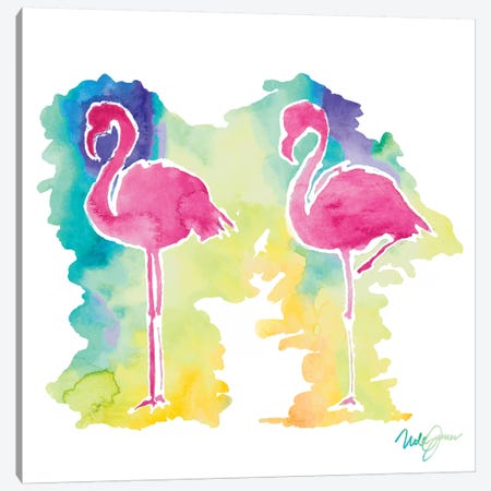 Sunset Flamingo Square II Canvas Print #NLA36} by Nola James Canvas Print