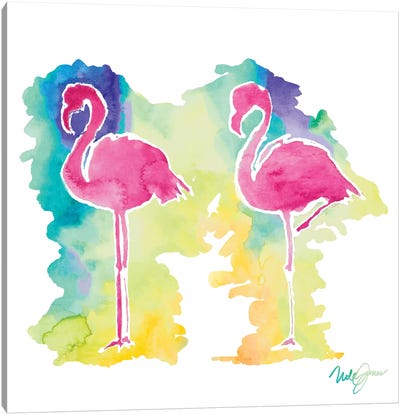 Sunset Flamingo Square II Canvas Art Print