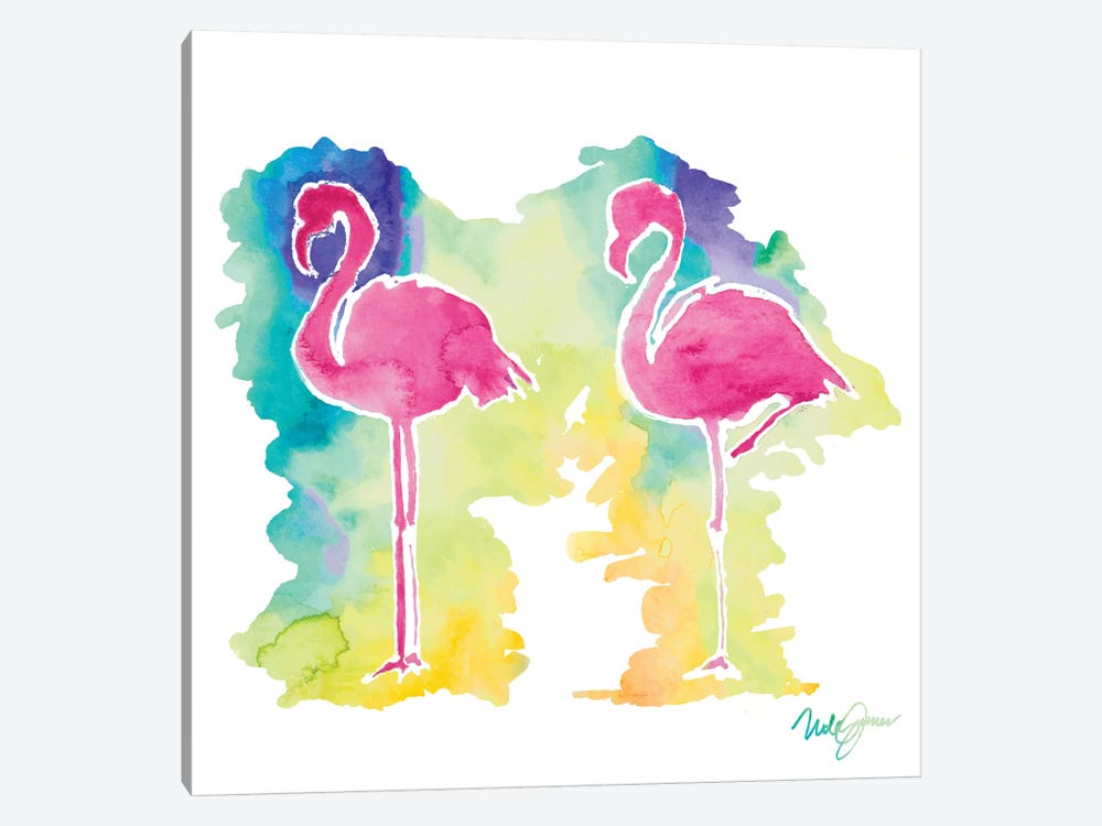 Sunset Flamingo Square II by Nola James 1-piece Canvas Art